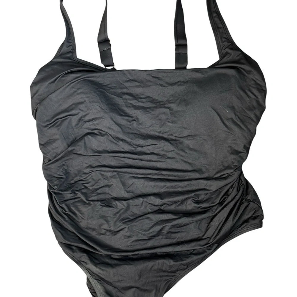 Anne Cole Black One Piece Swimsuit with Ruching - Picture 2 of 7